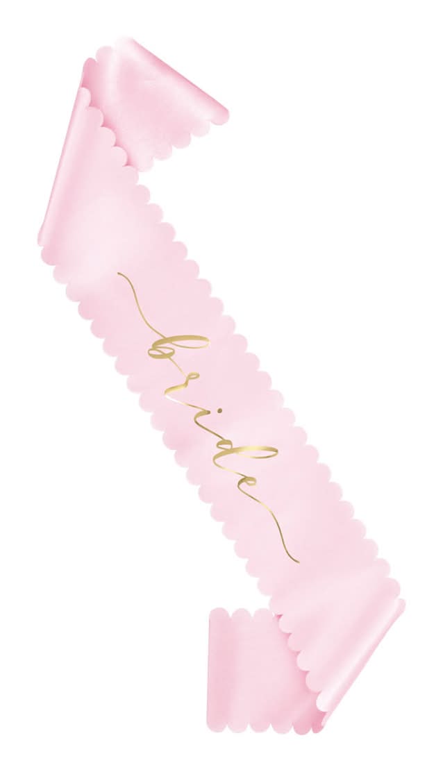 Scalloped Pink And Gold 'Bride' Sash