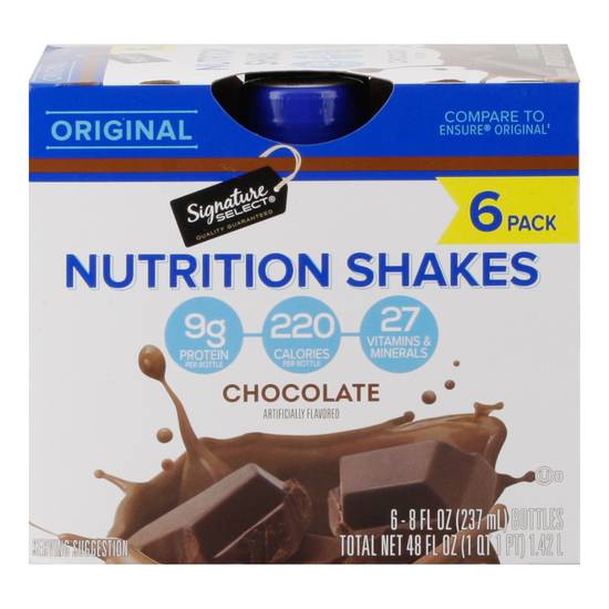 Signature Select Original Chocolate Nutrition Shakes (6 x 8 fl oz)