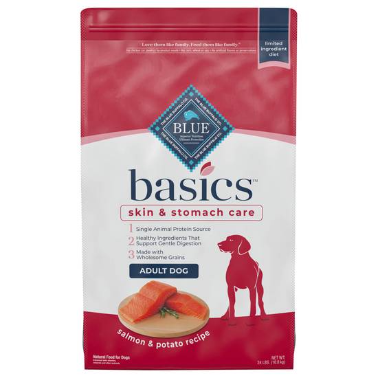 Blue Buffalo Basics Skin & Stomach Care Food For Dogs (salmon, potato receipe)