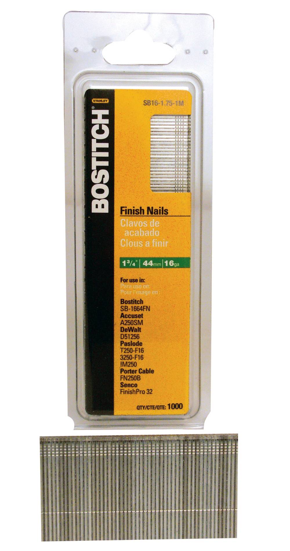 Bostitch 1-3/4-in 16-Gauge Straight Coated Collated Finish Nails | SB16-1.75-1M