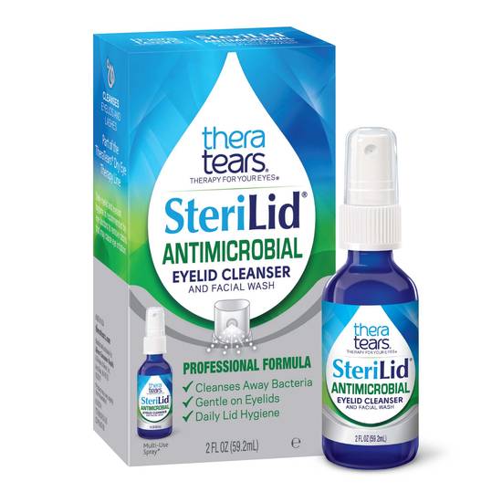 TheraTears SteriLid Antimicrobial Eyelid Cleanser and Facial Wash, 2 fl oz Spray