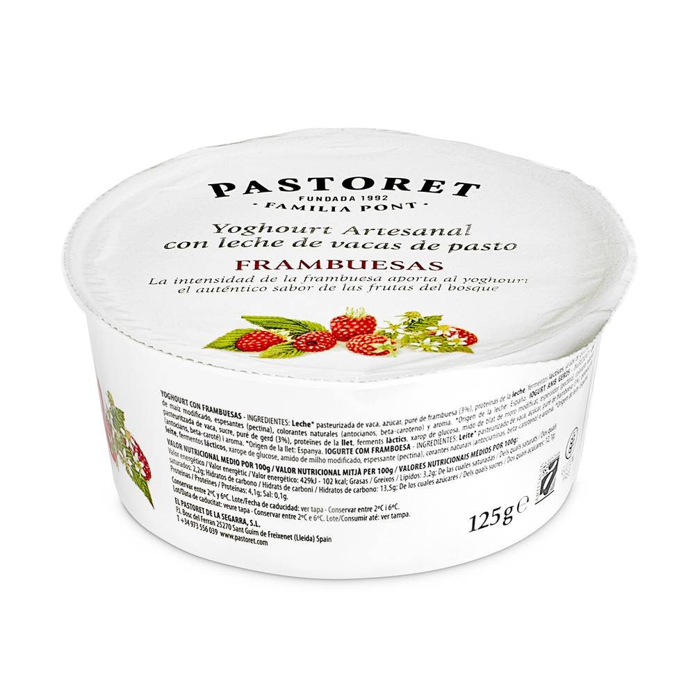 Yogur Artesanal Con Frambuesa Pastoret Vaso 125 G