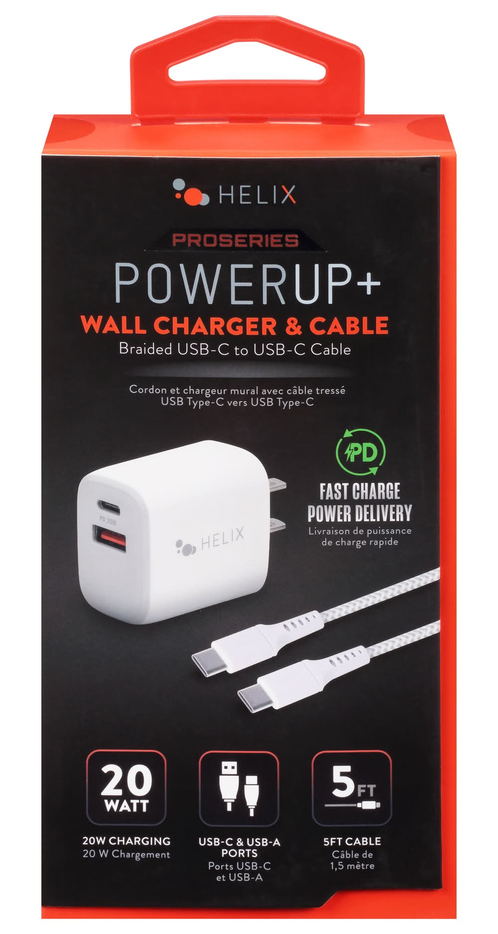 Helix Proseries Powerup+ Wall Charger & Cable