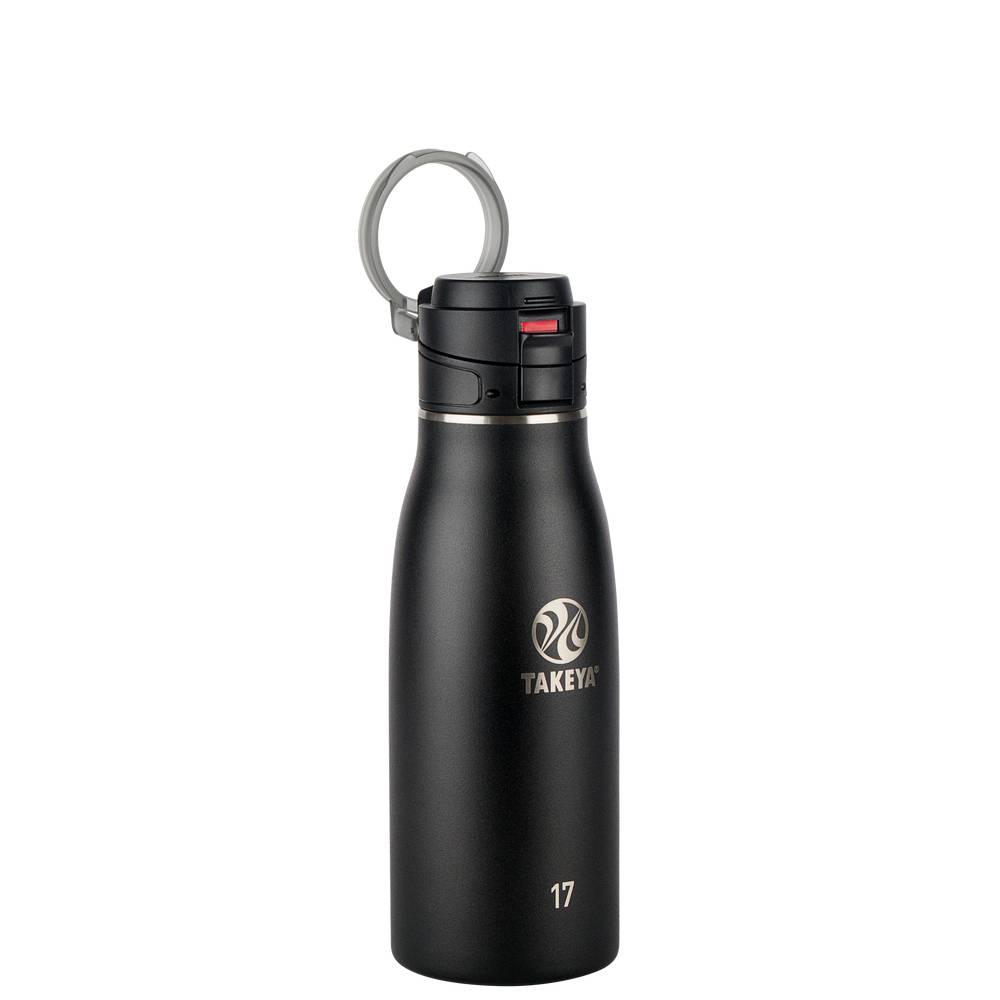 Takeya Traveler Fliplock Bottle, Onyx - 17 Oz