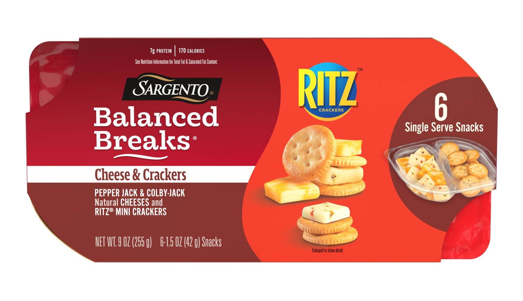 Sargento Balanced Breaks Cheese & Crackers Snacks, Pepper Jack-Colby-Jack (9 oz)