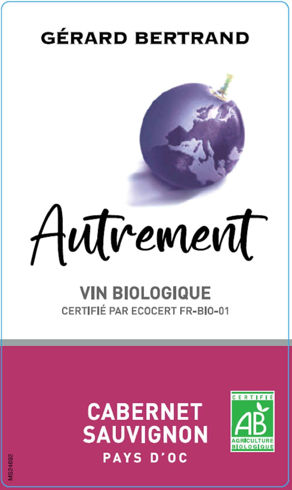 Gérard Bertrand - Vin rouge igp pays-d'oc cabernet-sauvignon bio autrement (750ml)