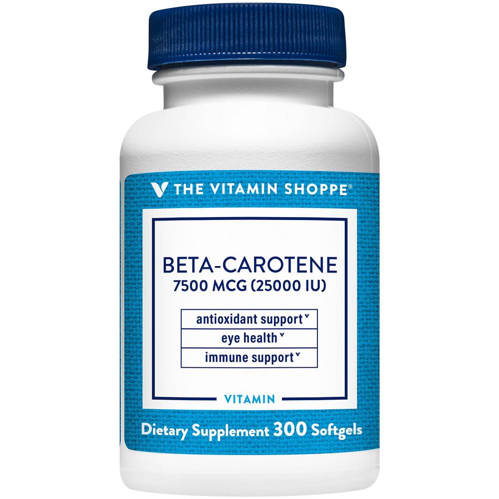 Beta-Carotene Antioxidant - 25,000 Iu Of Vitamin A - Eye Health (300 Softgels)