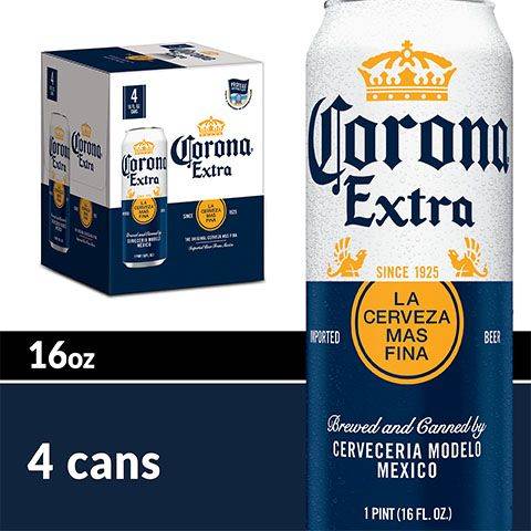 Corona Extra Beer 4 Pack 16ozCan