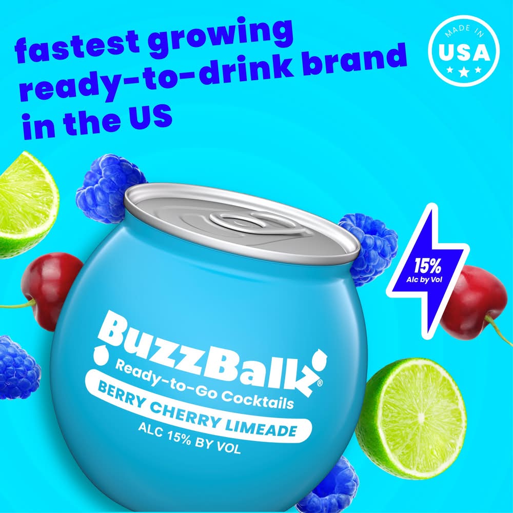 BuzzBallz Chillers Wine Cocktail, Berry Cherry Limeade (187 ml