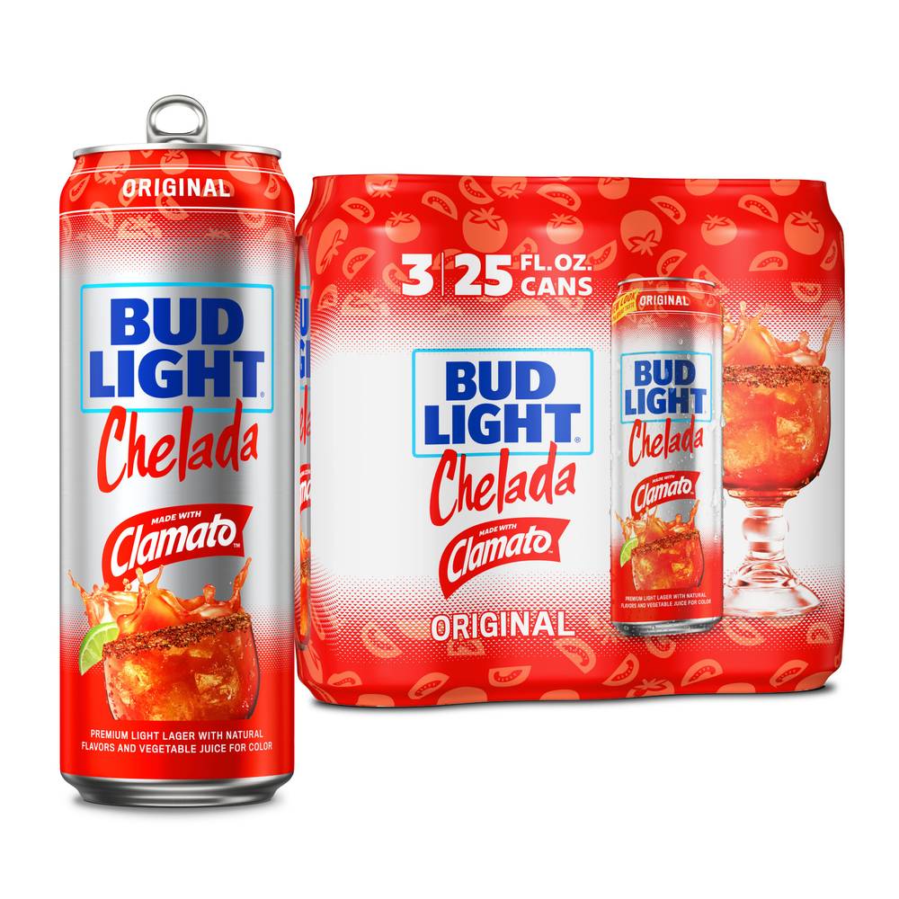 Bud Light Chelada Original With Clamato (3 x 25 fl oz)