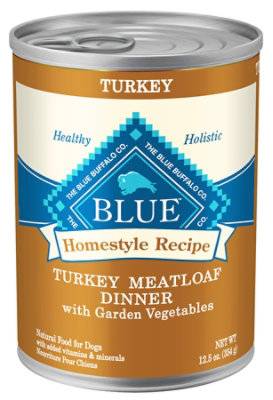 Blue Dog Food Homestyle Recipe Dinner Turkey Meatloaf With Garden Vegetables Can - 12.5 Oz