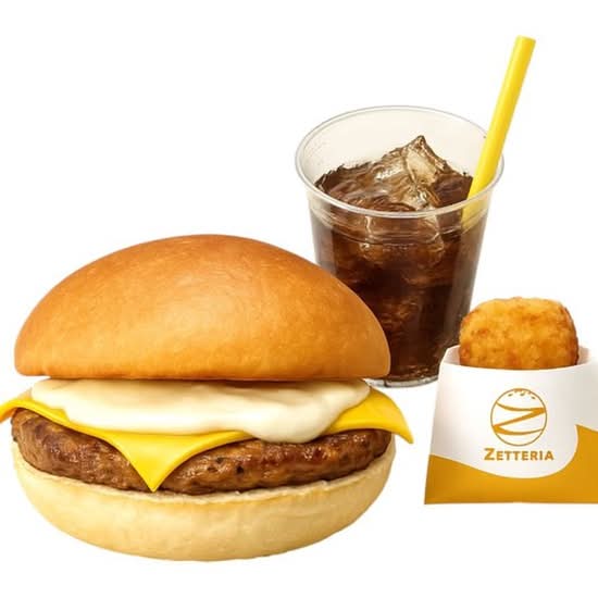 【モーニングセット】４種のチーズバーガー Four Cheeseburger Set