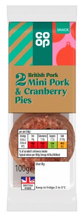 Co-op Mini Pork & Cranberry Pies (2 pack)