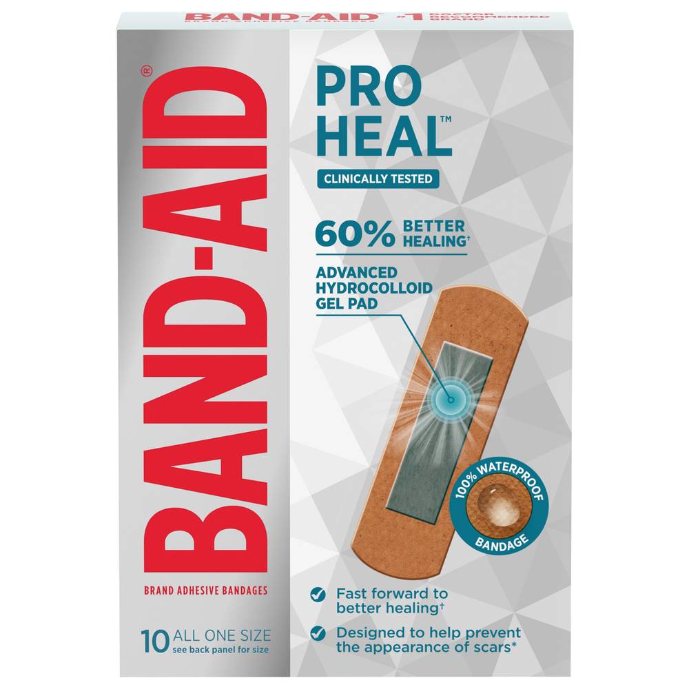 Band-Aid Pro Heal Adhesive Bandages, 3.25 in x 1 in (10 ct)