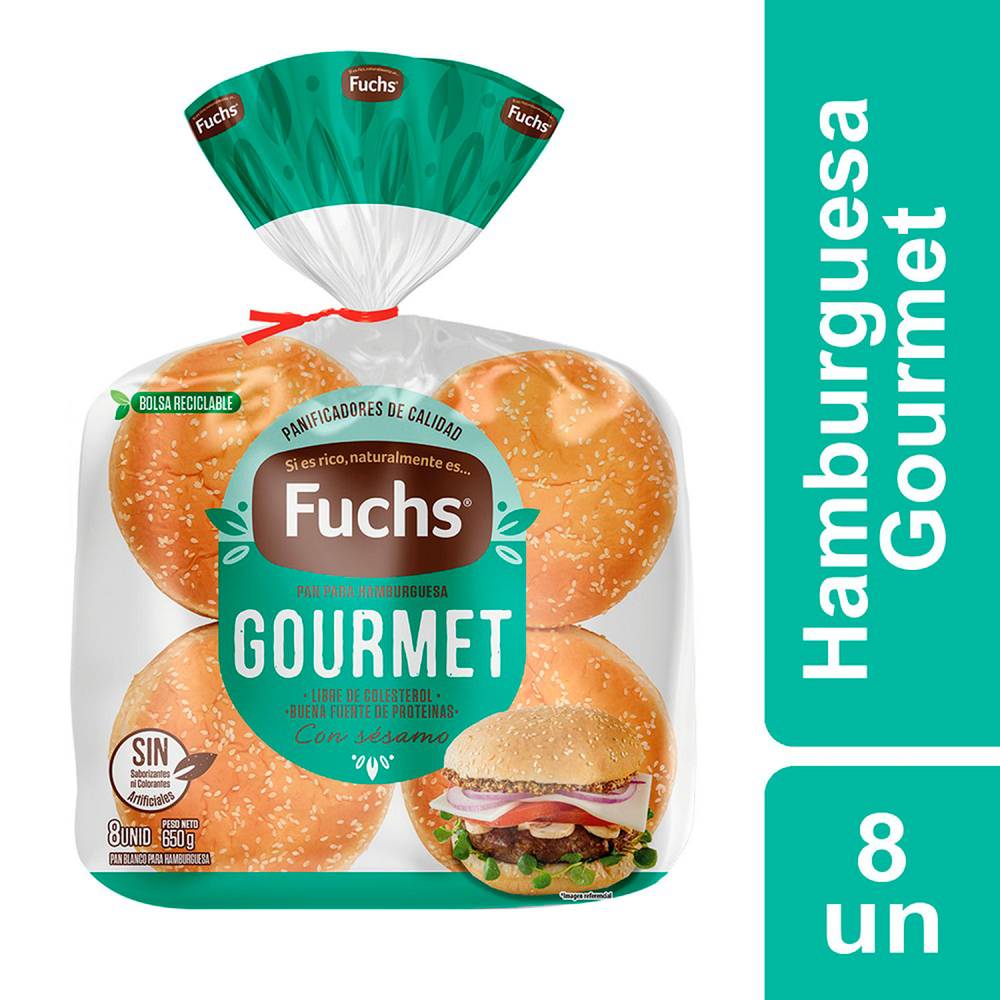 Fuchs pan hamburguesa gourmet (8 u)