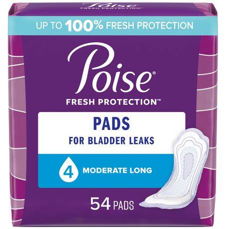 Poise Fresh Protection Bladder Leaks Pads For Women, Long (54 ct)