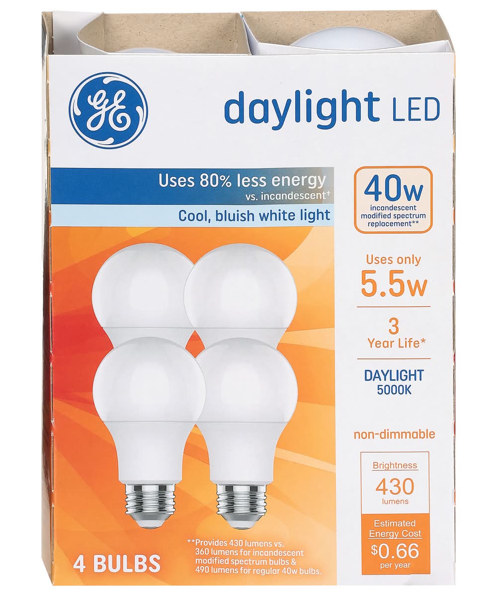 General Electric Basic Led 40 Watt Replacement Daylight A19 Bulbs (4 ct)