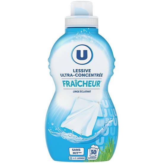 Les Produits U - Lessive liquide concentrée fraîcheur 30 lavages (960ml)