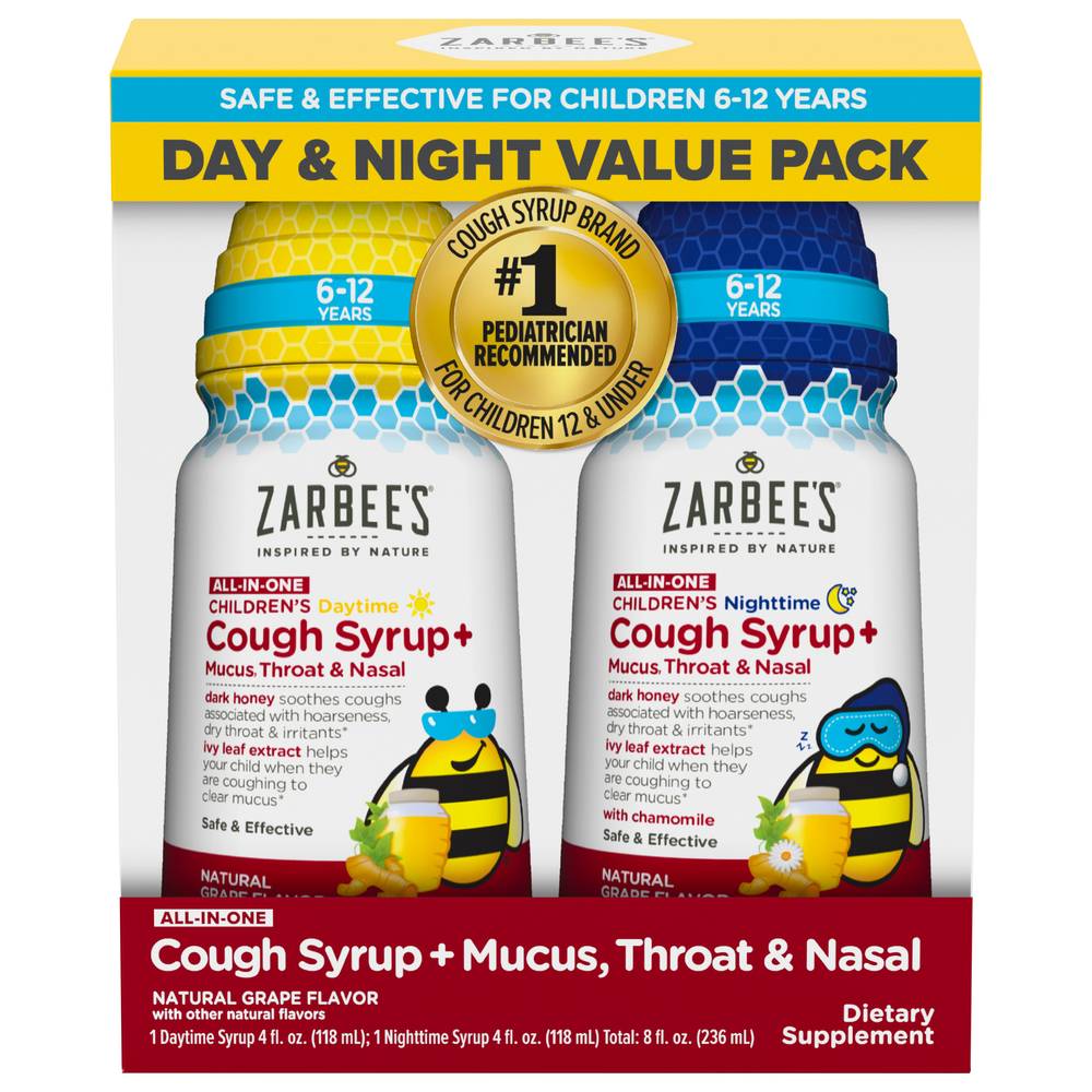 Zarbee's Childrens All-In-One Day & Night Cough Syrup, Grape (4 fl oz, 2 ct)