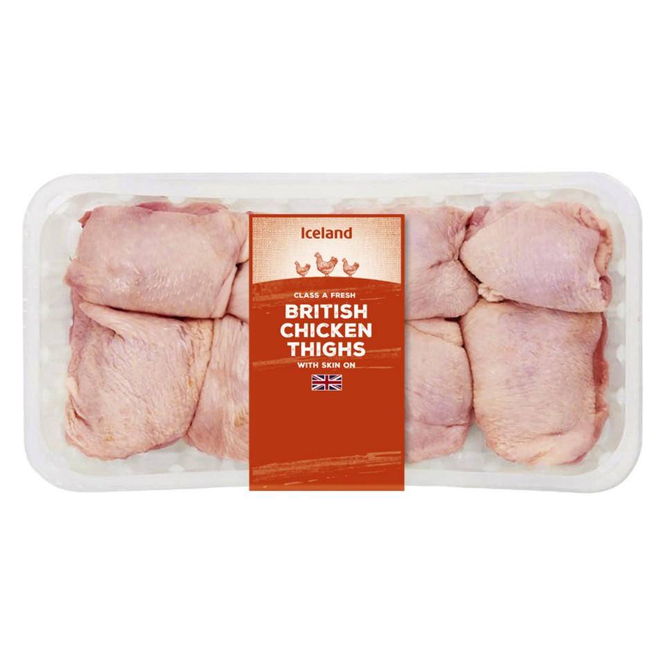 Iceland Class a Fresh British Chicken Thighs With Skin on