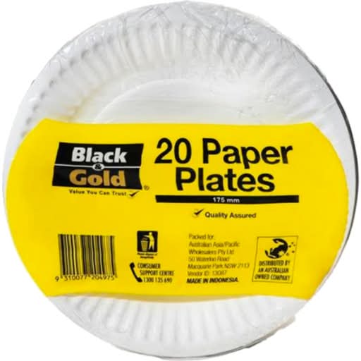 Black & Gold Paper Plates (20 pack)