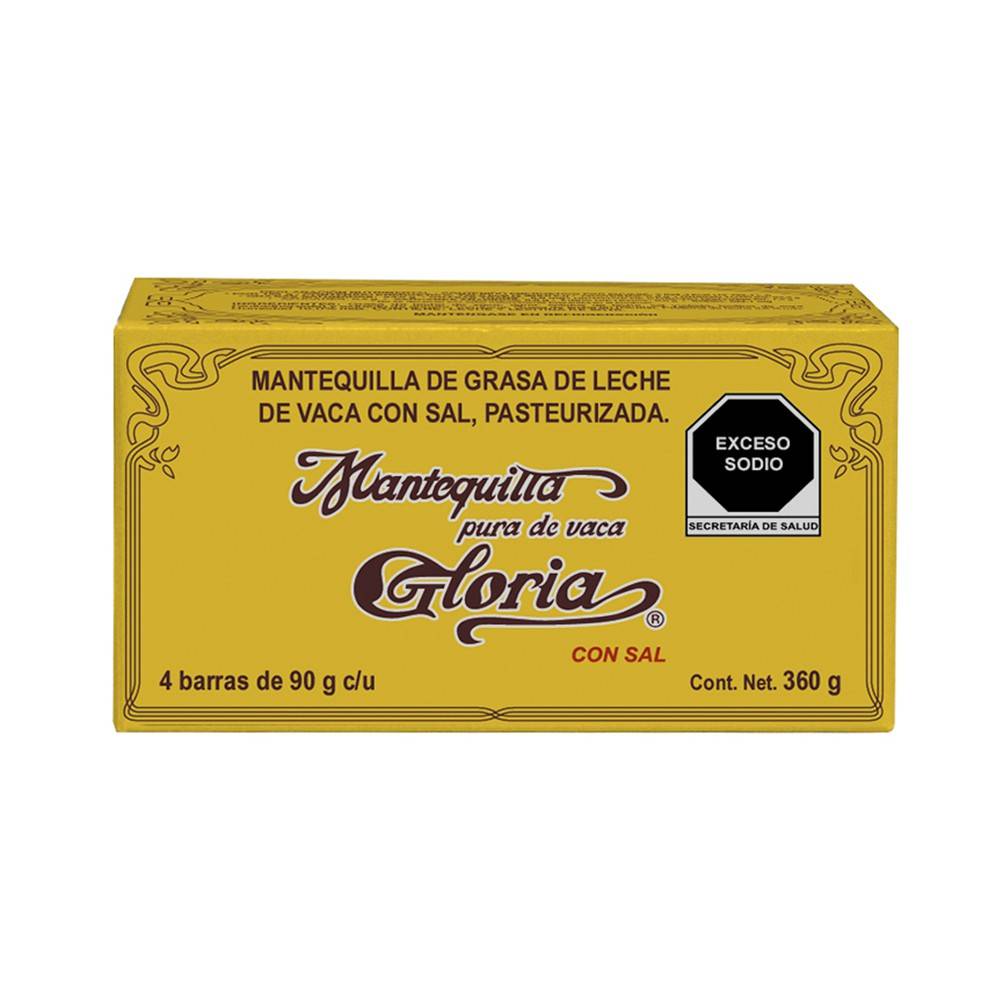 Gloria · Mantequilla pura de vaca con sal (4 x 90 g)