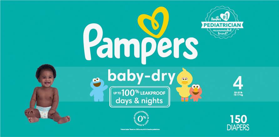 Pampers Baby-Dry Extra Protection Diapers Size 4 (150 ct)