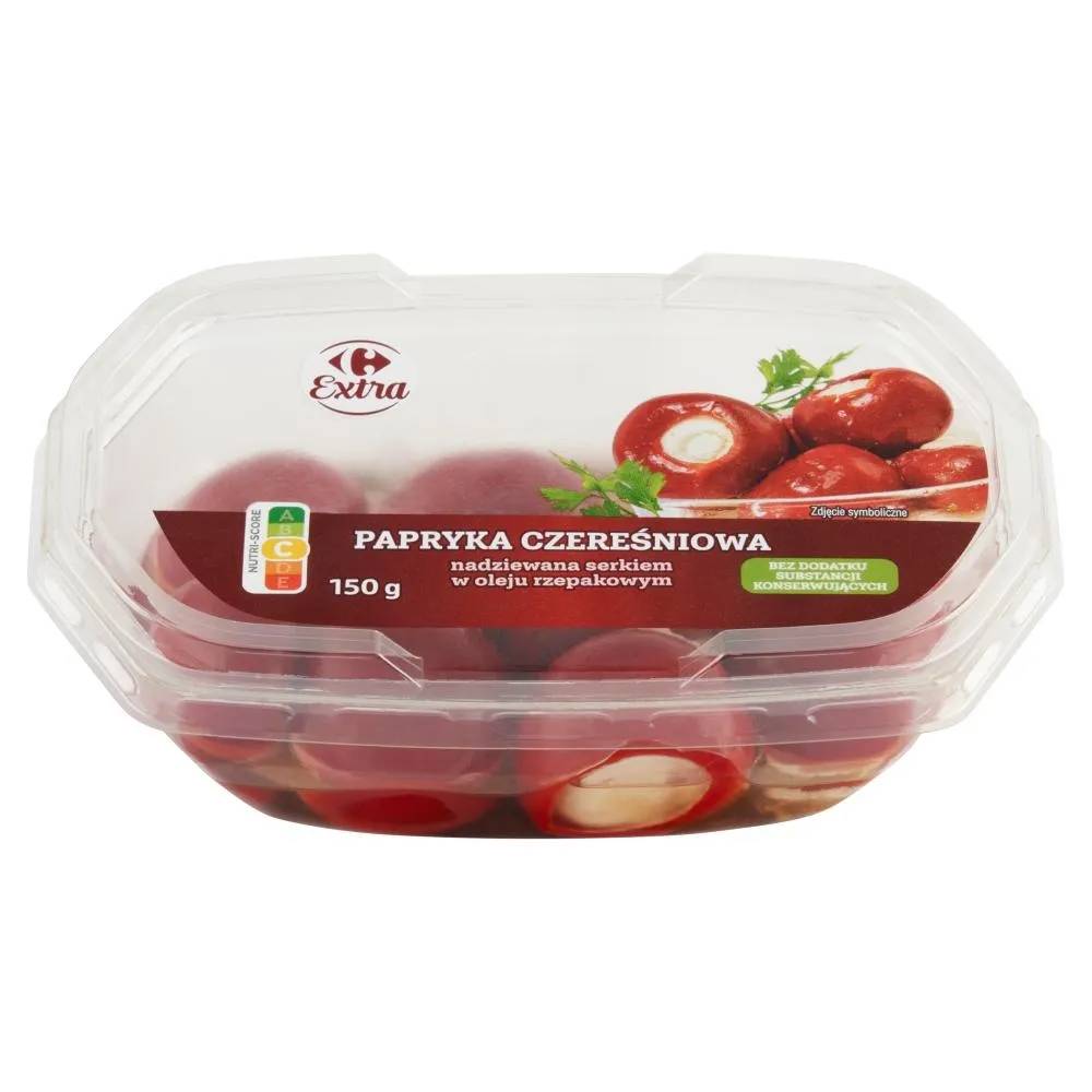 Carrefour Extra Papryka czereśniowa nadziewana serkiem w oleju rzepakowym 150 g