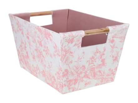 Printed Wood Handle Bin Pink Floral