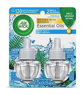 Air Wick Essential Oils Warmer Refill, Fresh Waters Scent, 0.67 oz., 2/Pack (6233879717)