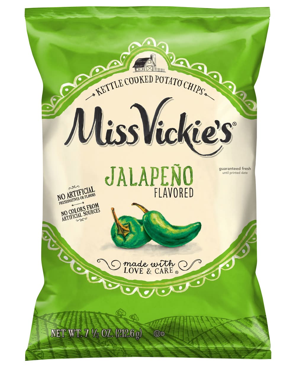 Miss Vickie's Kettle Cooked Potato Chips, Jalapeno (7.5 oz)
