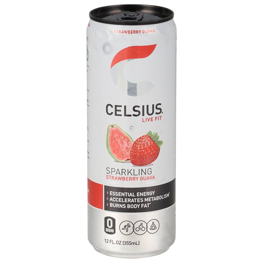 Celsius Sparkling Energy Drink, Strawberry-Guava (12 fl oz)