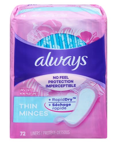Always Daily Unscented Thin Minces Panty Liners (72 ct)