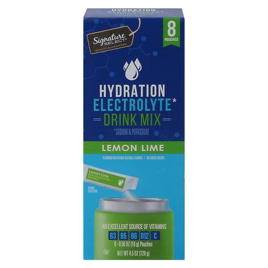 Signature Select Hydration Electrolyte Lemon Lime Drink Mix Pouches(8 Ct, 0.56 Oz)