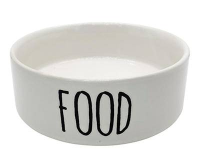"Food" White Pet Bowl, (5")