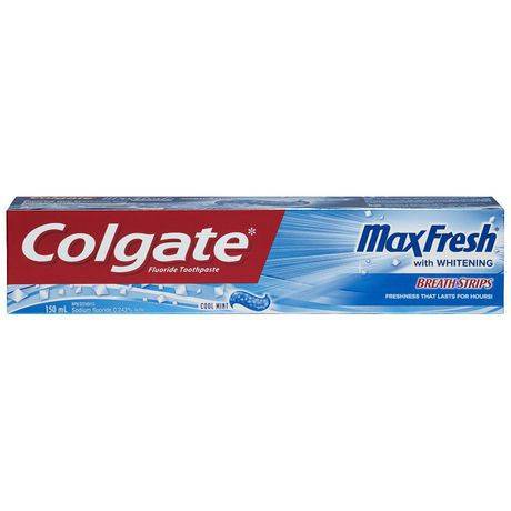Colgate maxfresh dentifrice en gel blanchissant au fluorure colgate maxfrais menthe fraîche (150 ml) - max fresh with whitening breath strips toothpaste (150 ml)