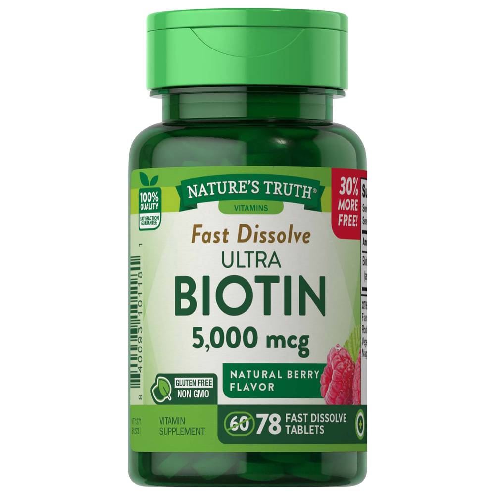 Nature's Truth Ultra Biotin 5000 Mcg Berry Flavor Gluten Free (78 ct)