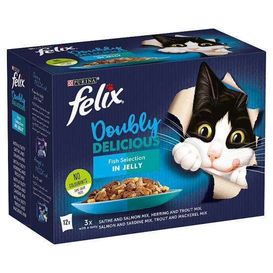 Felix As Good As It Looks Doubly Delicious Fish Selection in Jelly Wet Cat Food 12 X 100g
