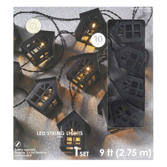 10Ct. Warm White Led Black House String Lights By Ashland