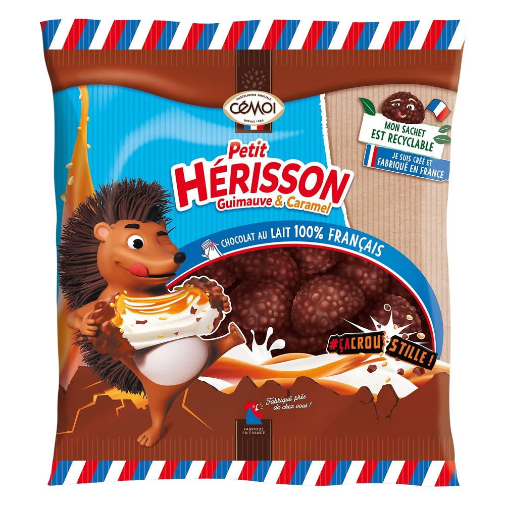 Cémoi - Bonbons hérisson guimauve, chocolat - caramel (160g)