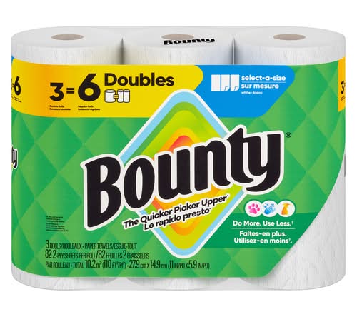Bounty Select a Size 2 Ply Double Paper Towel Rolls, 11x5.9 in (3 ct)