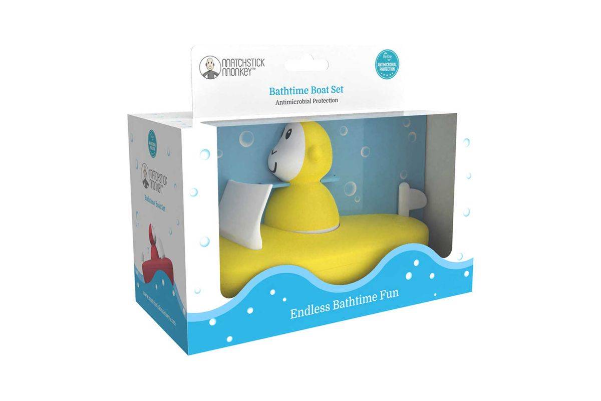 Matchstick Monkey Bathtime Boat Set - Yellow