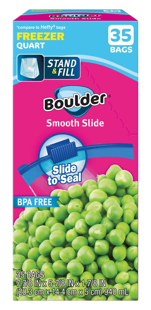 Boulder Canyon Slider Storage Freezer Bags, Quart (35 ct)