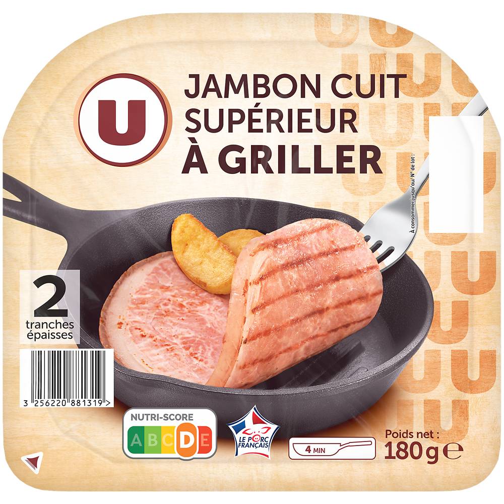 U - Jambon cuit à griller (2 pièces)