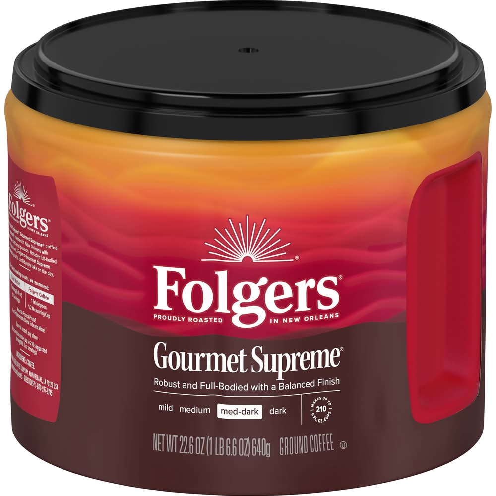 Folgers Med Dark Gourmet Supreme Ground Coffee, Robust-Full-Bodied (1.41 lbs)