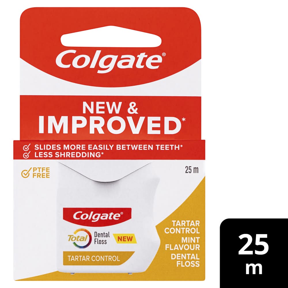Colgate Total Tartar Control Durable Oral Care Dental Floss, 25 m (0.17L)