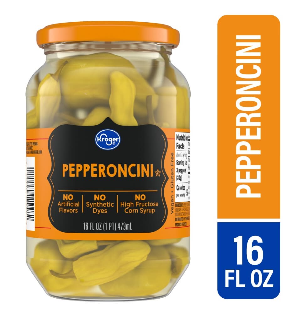 Kroger Whole Peppers, Pepperoncini (16 fl oz)