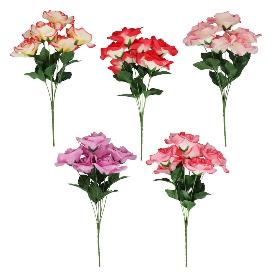 Floral Garden Assorted Artificial Tea Roses (6 ct)