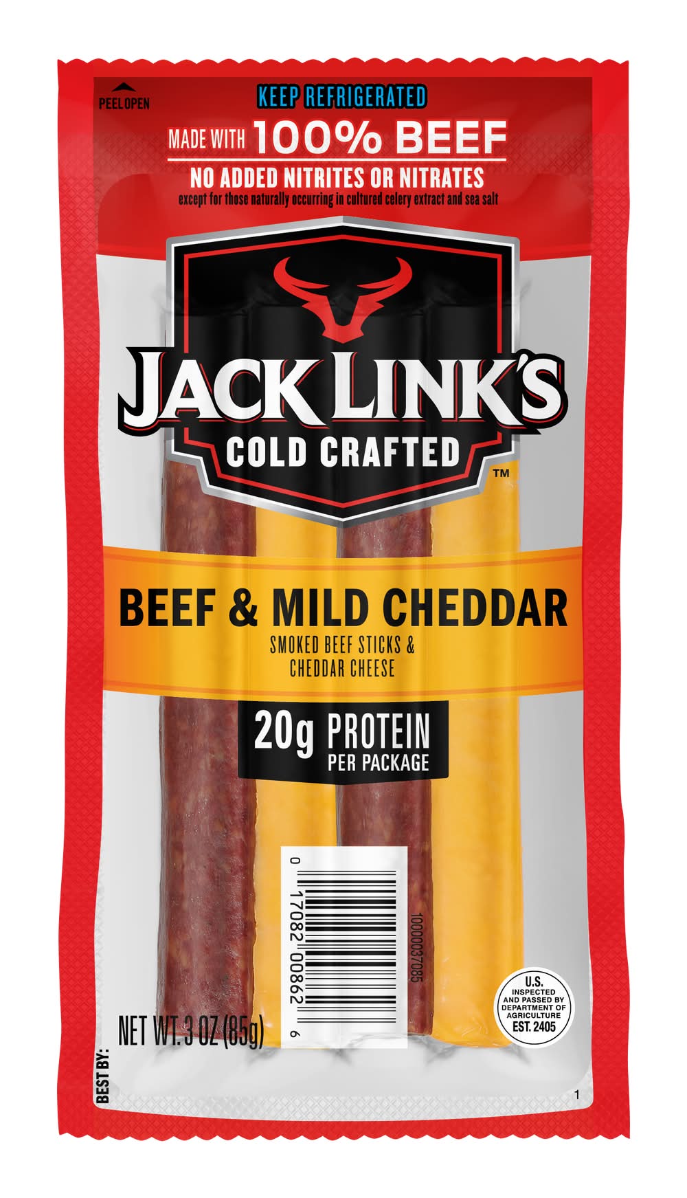 Jack Link's Cold Crafted Beef & Milk Cheddar Sticks (3 oz)