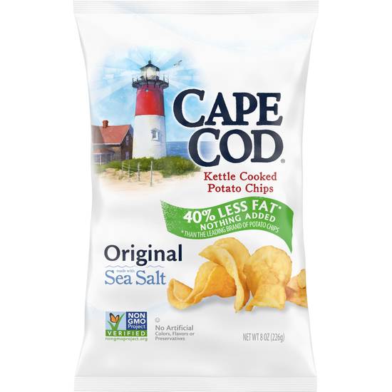 Cape Cod Less Fat Original Kettle Cooked Potato Chips, 8 Oz